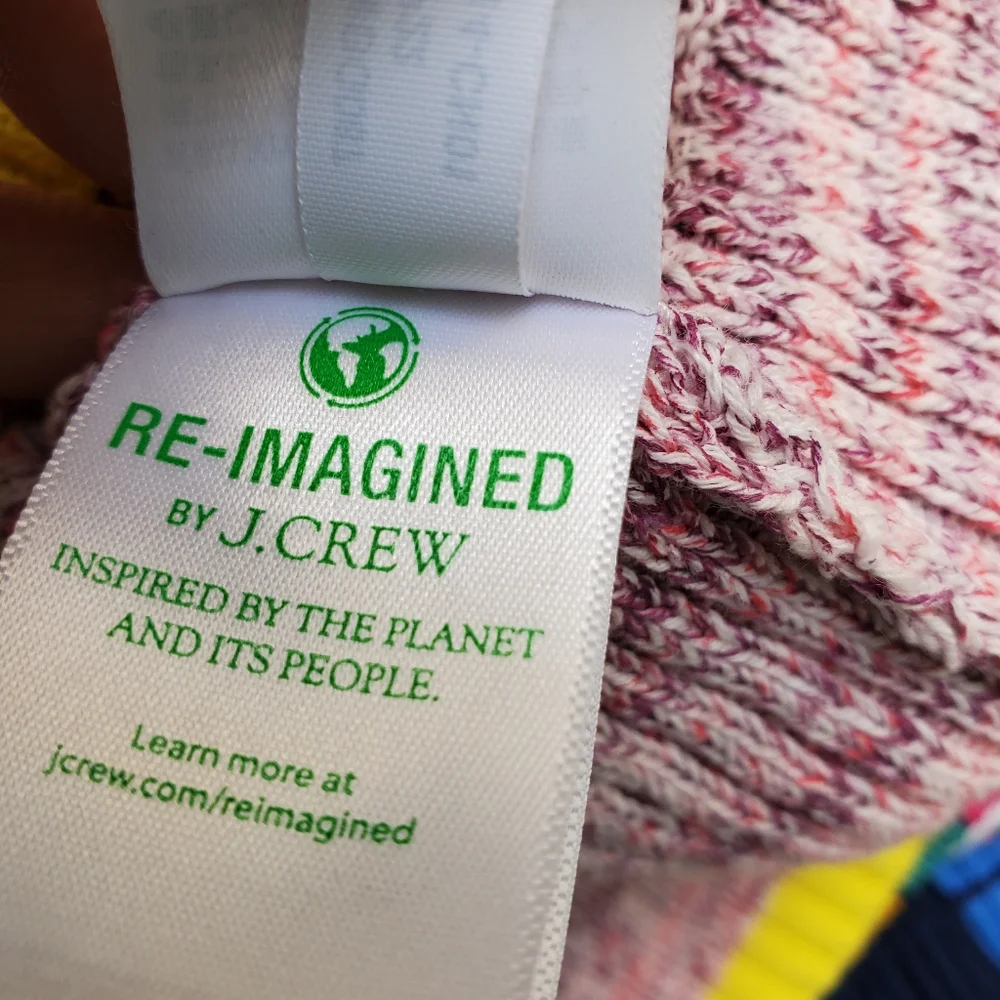 J. Crew Pink White Space Dyed 100% Cotton Knit Crewneck Sweater Size XL
